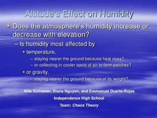 Altitude’s Effect on Humidity