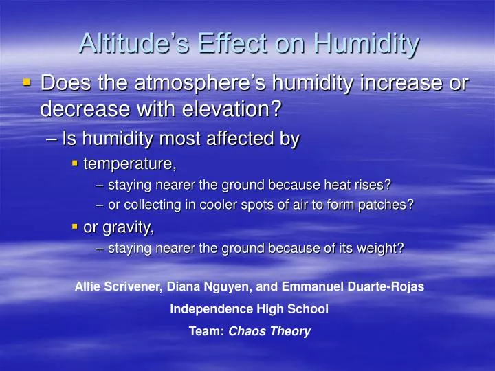 altitude s effect on humidity