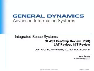 GLAST Pre-Ship Review (PSR) LAT Payload I&amp;T Review
