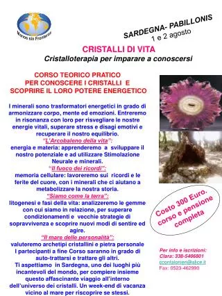 Costo 300 Euro. corso e pensione completa