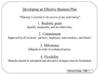 Developing A Well-Conceived Business Plan