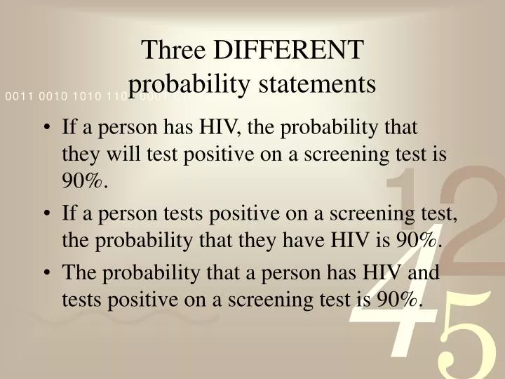 three different probability statements
