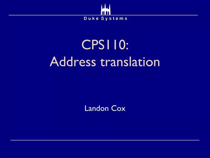 cps110 address translation