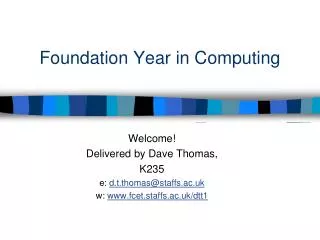 Foundation Year in Computing