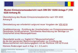 Muster-Emissionsmessbericht nach DIN EN 15259 Anlage F (VDI 4220 Anhang B)