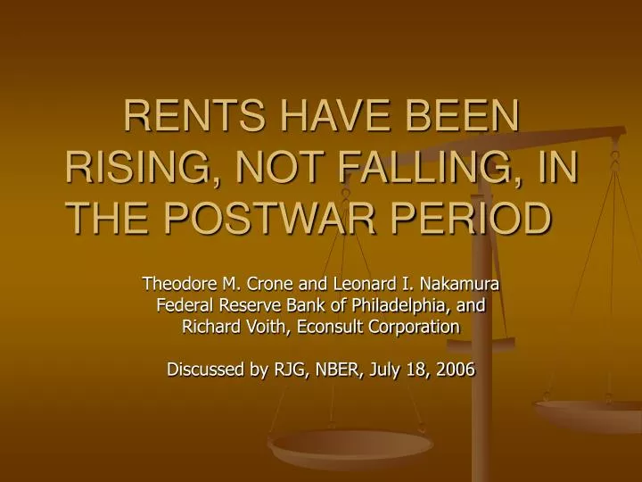 rents have been rising not falling in the postwar period