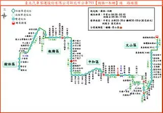 臺北汽車客運股份有限公司新北市公車 793【 樹林─木柵 】 線 路線圖