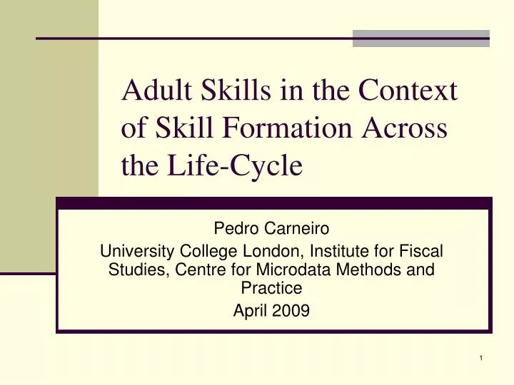 adult skills in the context of skill formation across the life cycle