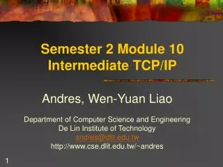 Semester 2 Module 10 Intermediate TCP/IP