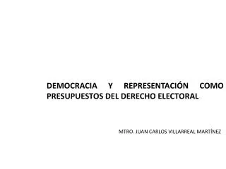 DEMOCRACIA Y REPRESENTACIÓN COMO PRESUPUESTOS DEL DERECHO ELECTORAL