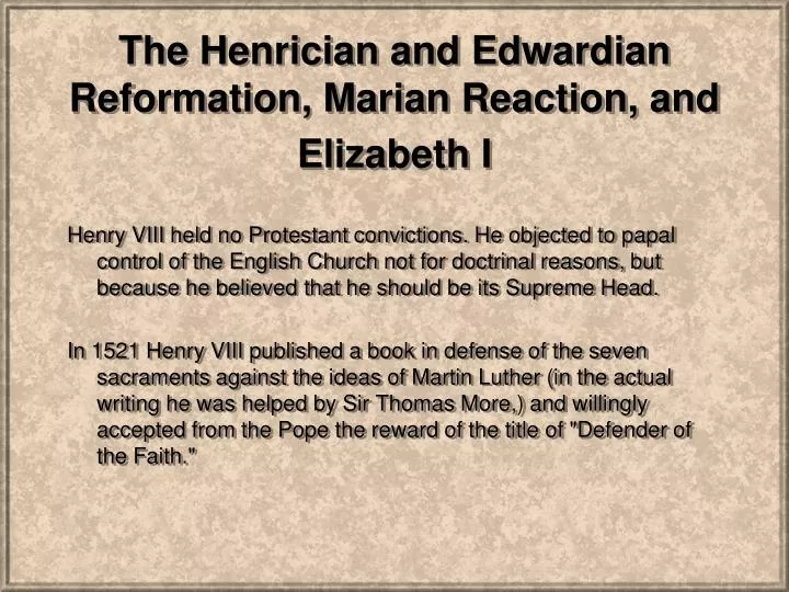 the henrician and edwardian reformation marian reaction and elizabeth i