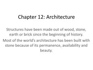 Chapter 12: Architecture
