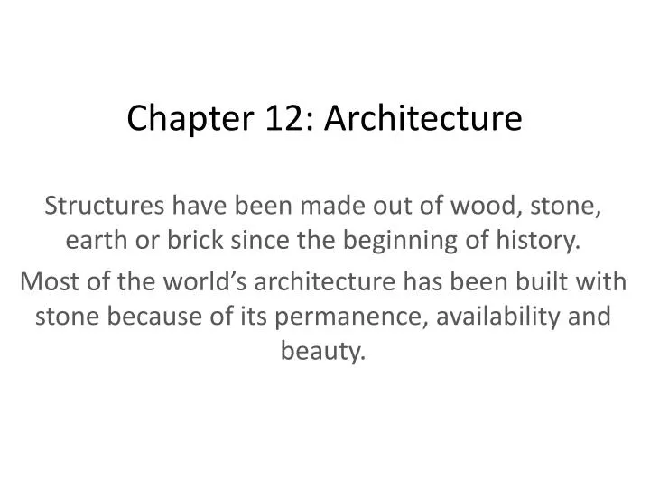 chapter 12 architecture