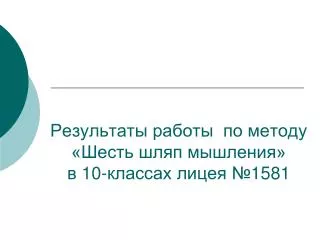 Результаты работы по методу «Шесть шляп мышления» в 10-классах лицея №1581