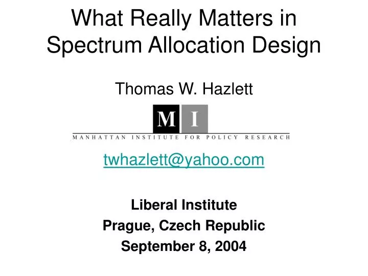 what really matters in spectrum allocation design