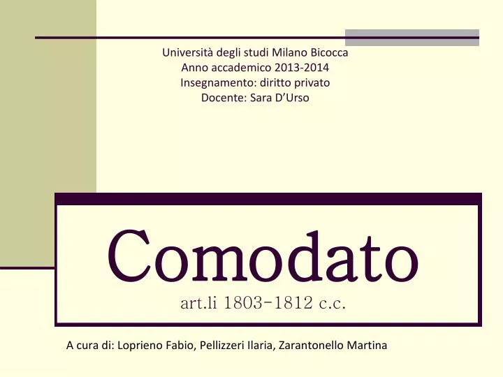 comodato art li 1803 1812 c c