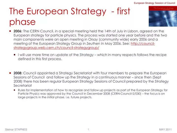 the european strategy first phase