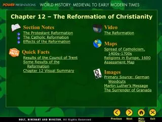 Chapter 12 – The Reformation of Christianity