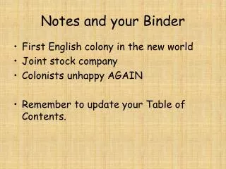 Notes and your Binder