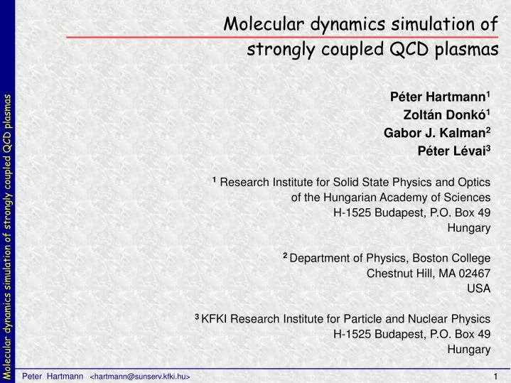 molecular dynamics simulation of strongly coupled qcd plasmas