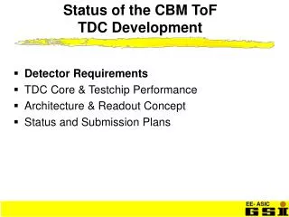 Status of the CBM ToF TDC Development