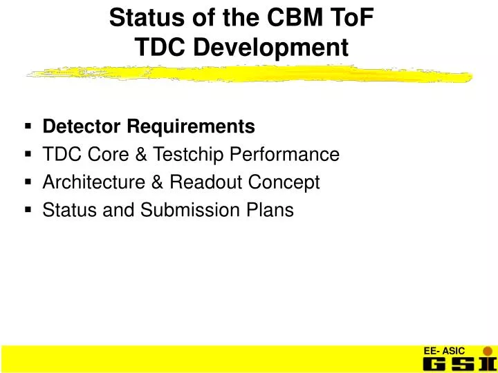 status of the cbm tof tdc development