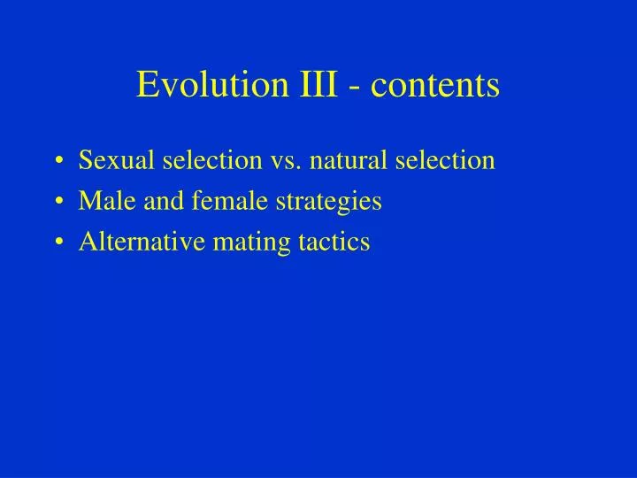 evolution iii contents