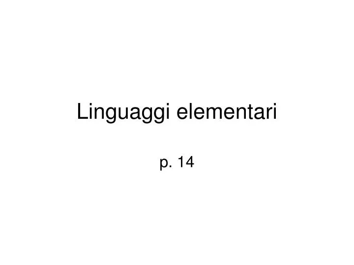 linguaggi elementari