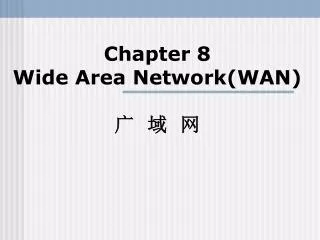 Chapter 8 Wide Area Network(WAN) 广 域 网