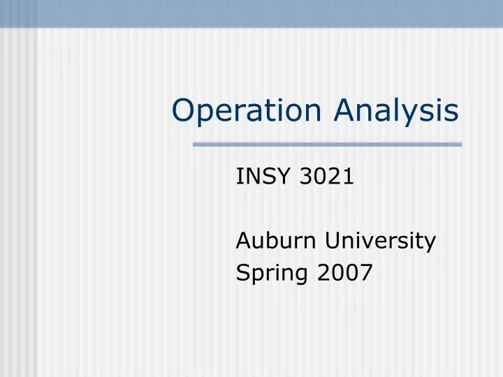 operation analysis