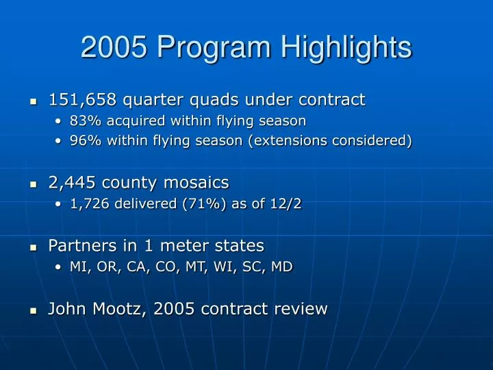 2005 program highlights