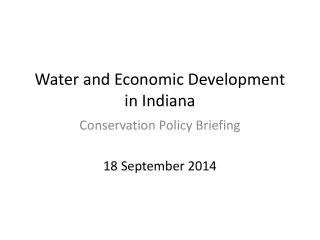 Water and Economic Development in Indiana