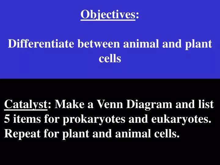 objectives differentiate between animal and plant cells