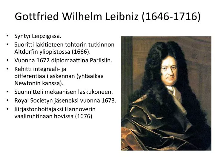 gottfried wilhelm leibniz 1646 1716
