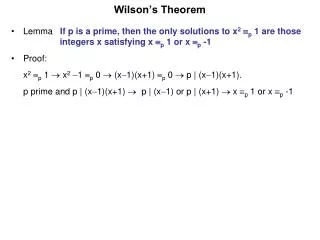 Wilson’s Theorem