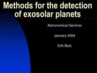 Methods for the detection of exosolar planets