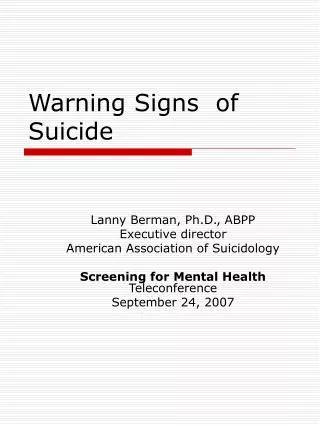Warning Signs of Suicide