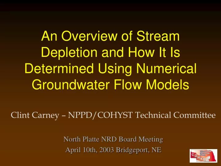 an overview of stream depletion and how it is determined using numerical groundwater flow models