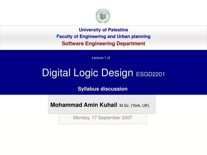digital logic design esgd2201