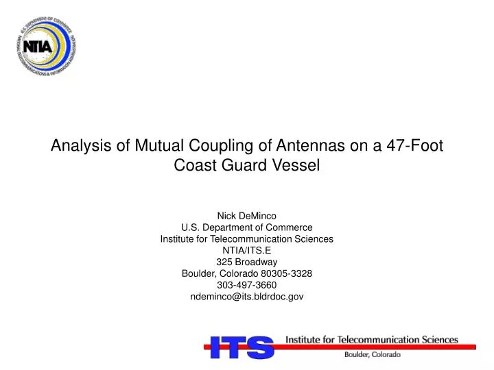 analysis of mutual coupling of antennas on a 47 foot coast guard vessel