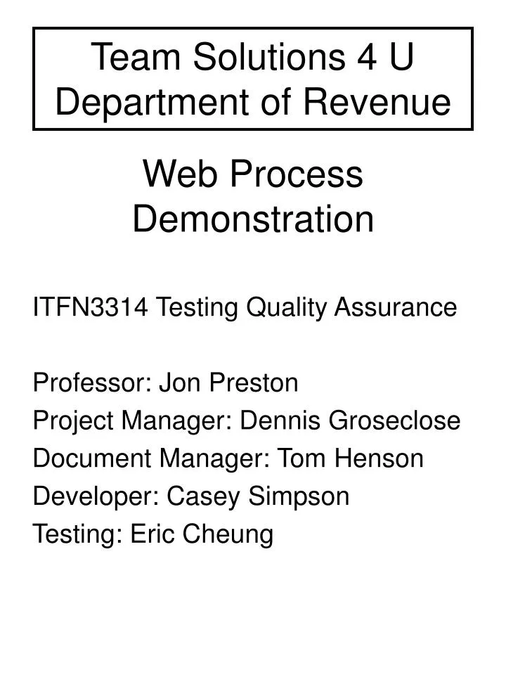 team solutions 4 u department of revenue web process demonstration