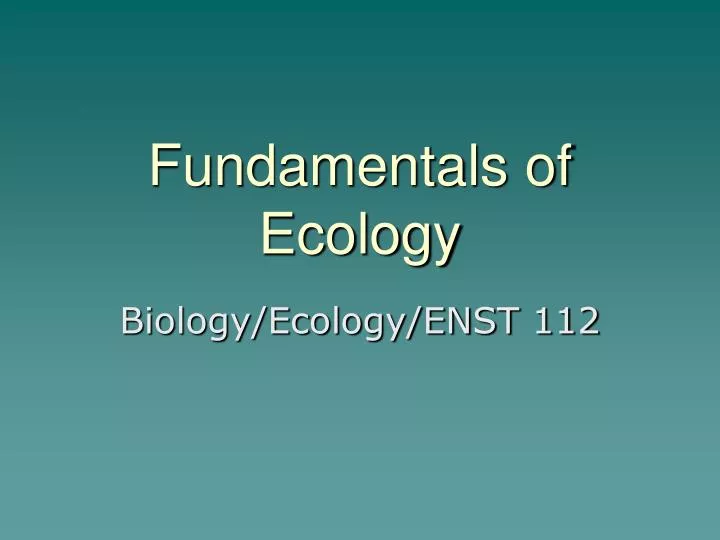 fundamentals of ecology