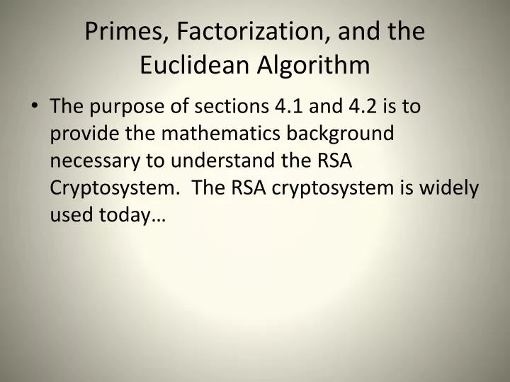 primes factorization and the euclidean algorithm