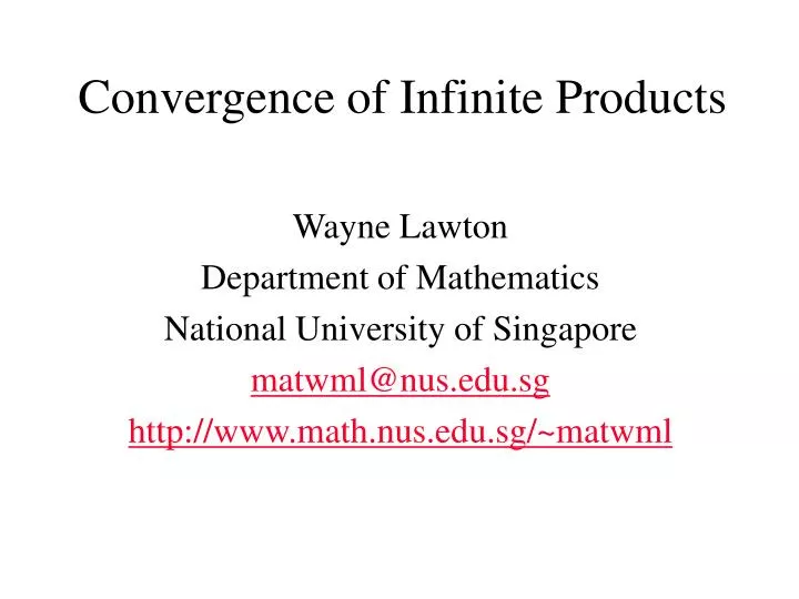 convergence of infinite products
