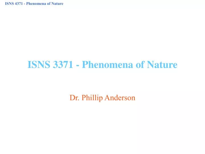 isns 3371 phenomena of nature