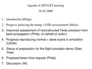 Agenda of ATF-EXT meeting 16-04-2008