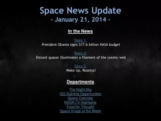 Space News Update - January 21, 2014 -