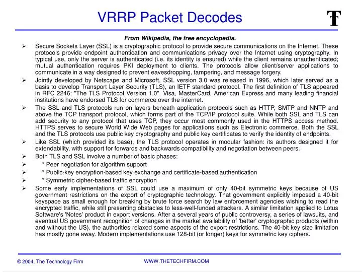 vrrp packet decodes