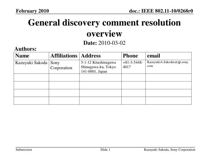 general discovery comment resolution overview