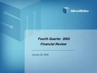 Fourth Quarter 2005 Financial Review